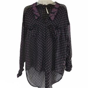 Free People sheer button down blouse Small